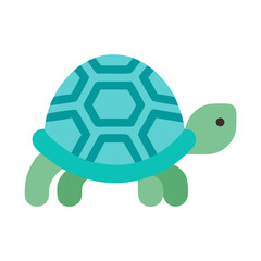 Stylized Turtle Illustration in Flat Design on Black Background