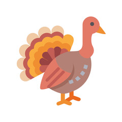 Flat style vector illustration of a turkey on black