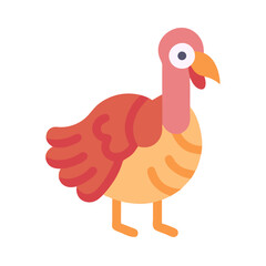 Stylized flat design turkey illustration on a black background