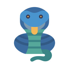 Cartoon Cobra Illustration with Simple Shapes on Black Background