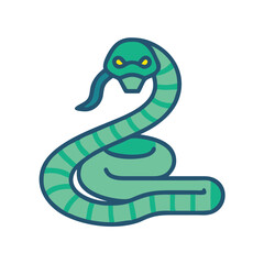 Naklejka premium Stylized illustration of a coiled snake against black backdrop