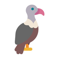 Flat graphic of a vulture against black background