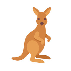 Cartoon Kangaroo Standing Upright on Black Background Illustration