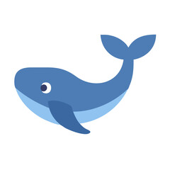 Stylized blue whale illustration against a solid black background