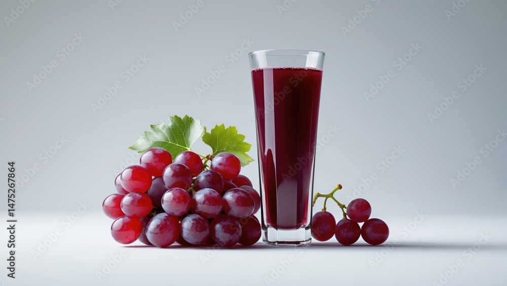 Poster isolated grapes with a glass of grape juice