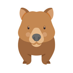 Flat illustration of a cute wombat standing upright isolated