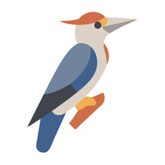 Stylized Woodpecker Illustration Featuring Clean Geometric Shapes on Black Background