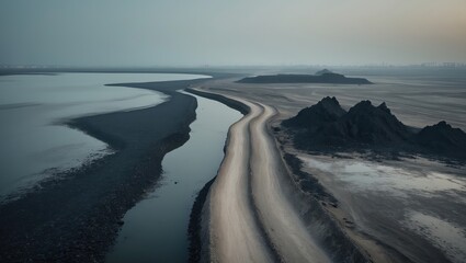 Fototapeta premium Tailings dams and storage facilities for ore waste