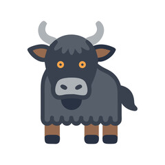 Cartoon yak illustration standing on a black background image
