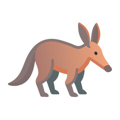 Flat vector image of an aardvark on black backdrop