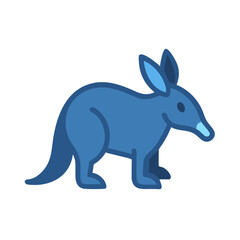 Blue Aardvark Illustration on Black Background in Flat Style