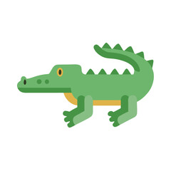 Green Cartoon Crocodile Illustration Isolated on Black Background