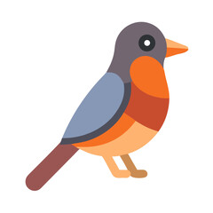 Cute flat bird illustration isolated on solid black background