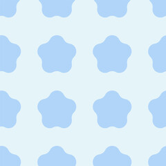 Seamless pattern with repeating rounded star shapes in light blue tones. Vector geometric background for textile, wallpaper, print, banner, poster. Top view illustration