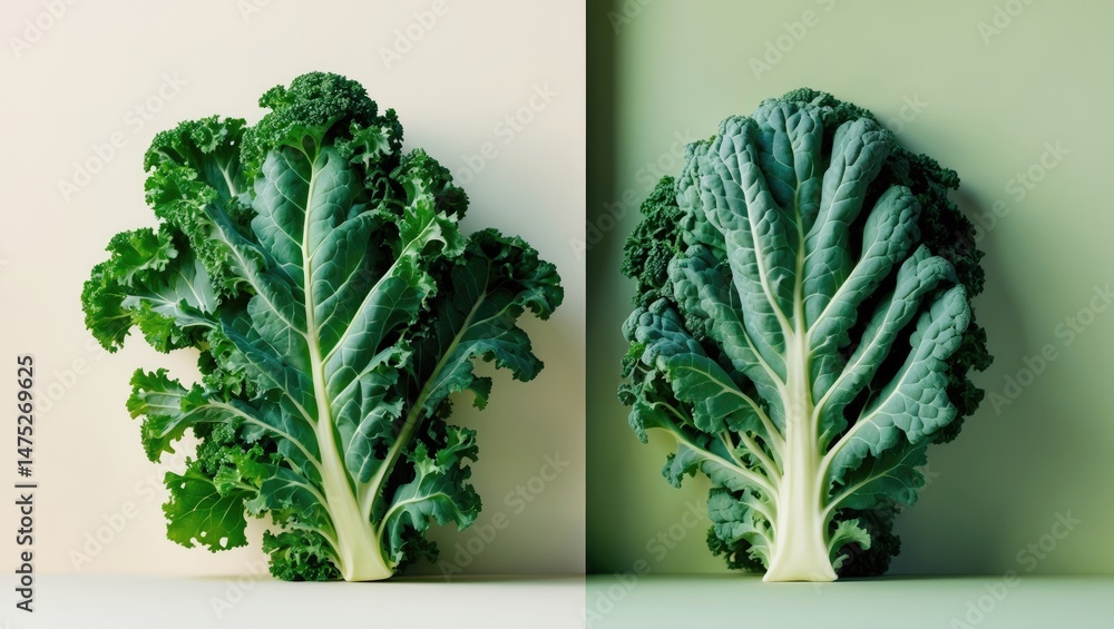 Poster creative configuration of kale displayed on white.