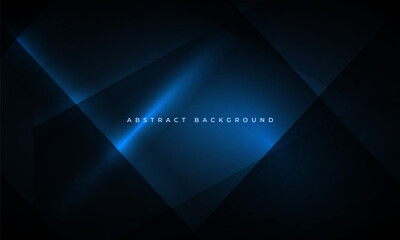 Obraz premium Dark abstract background with geometric dynamic glowing blue diagonal lines. Modern trendy backdrop for business, corporate, brochure, banner, cover or poster. Vector illustration
