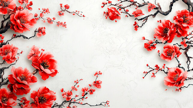 Pintura art&iacute;stica de flores rojas