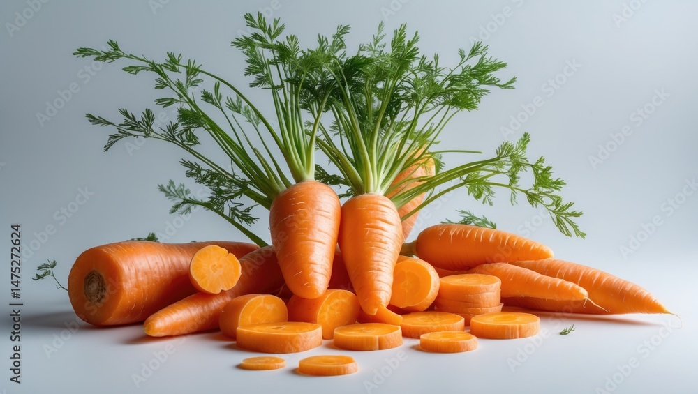 Poster background featuring carrots in halves and assorted pieces