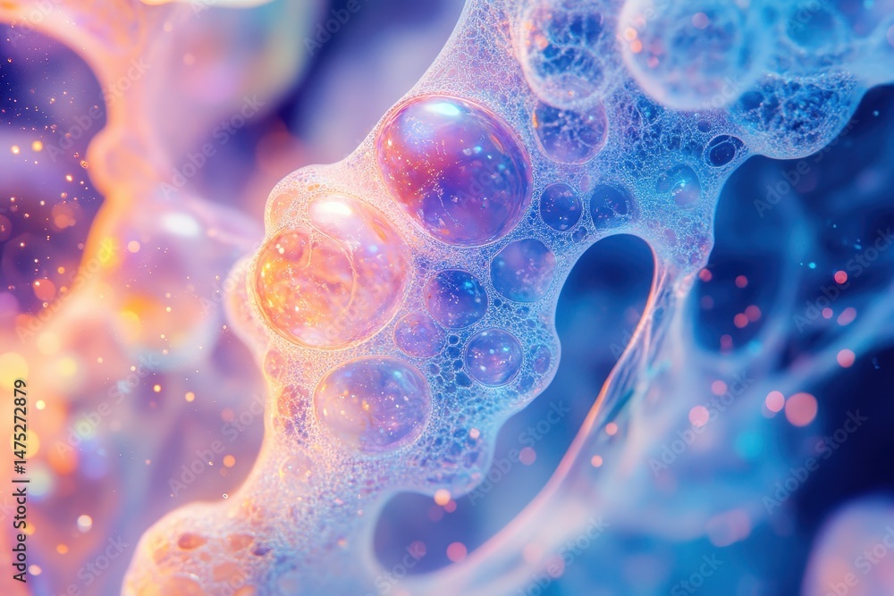 Poster colorful bubbles create a mesmerizing abstract pattern in a soft light during a tranquil moment of a