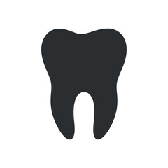 Simple Black Tooth Icon Isolated on White Background for Dental Healthcare