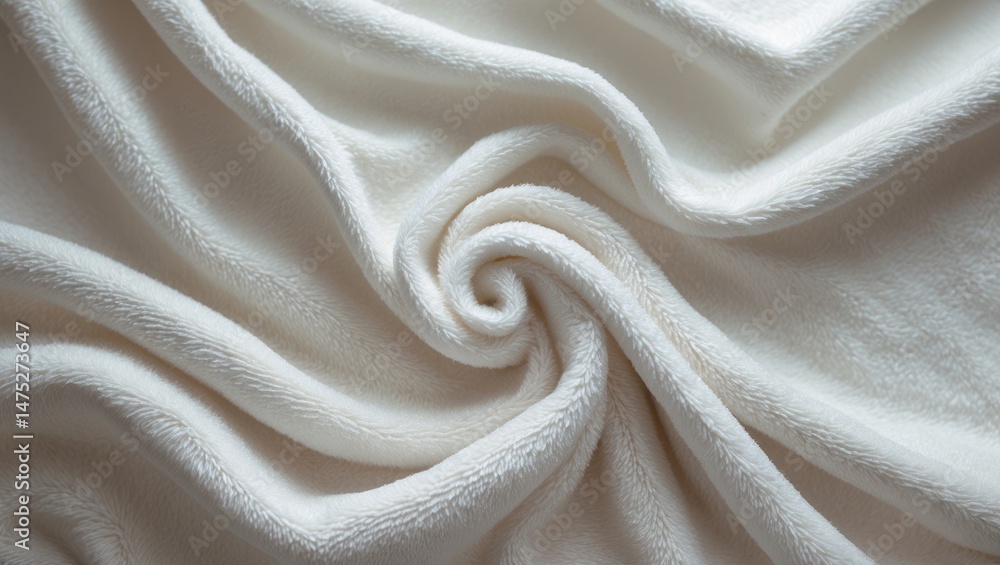 Poster luxurious white towel featuring smooth fabric and wave pattern design