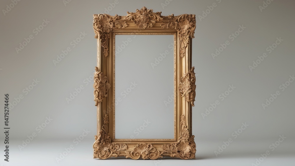 Aufkleber old-style gilded portrait frame with wide, carved ornamentation and empty space for artwork