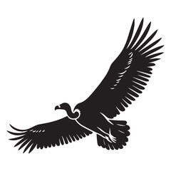Vulture silhouette over vast terrain – Vulture illustration – Minimalist Vulture vector – Bird silhouette

