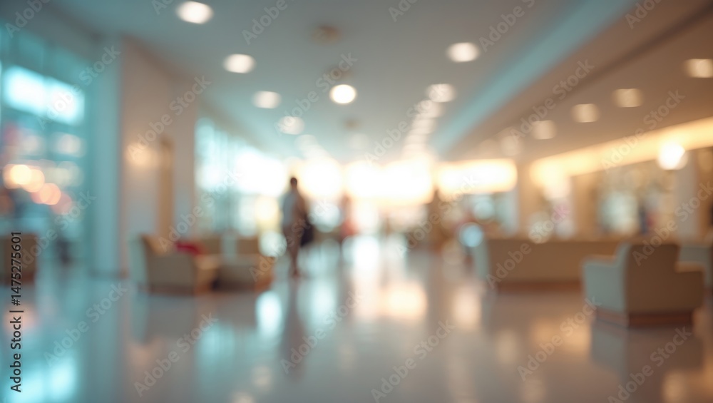Poster blurred image of people in a shopping mall or department store with a bokeh background