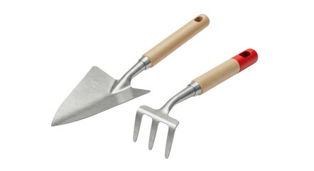 Isolated garden shovel and rake
