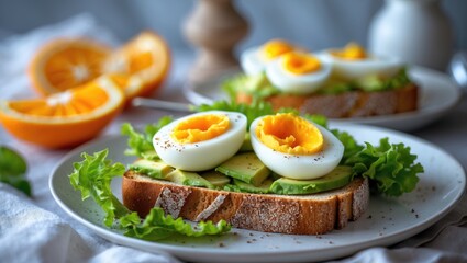 Nutritious morning option: toasted bread with avocado and egg
