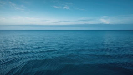 Obraz premium Tropical ocean view with blue water, clouds, and shoreline for travel and holidays