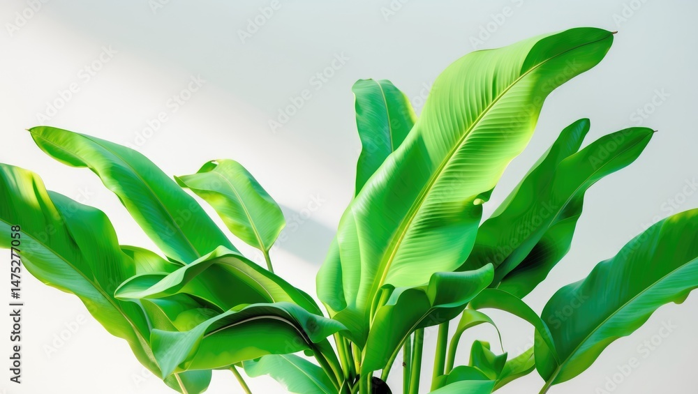 Poster Clipping path of a banana tree set against a white background