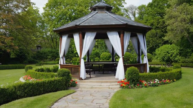 Gazebo garden design ideas: beautiful backyard gazebo with landscaping and garden architecture inspiration 4k video