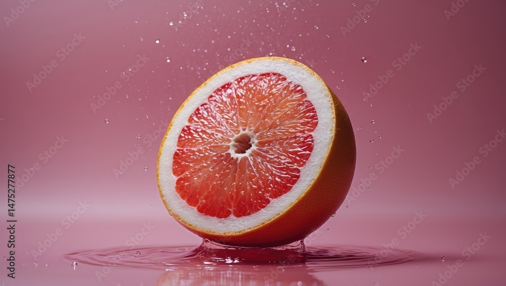 Poster creative grapefruit piece with minimal style and bright colors