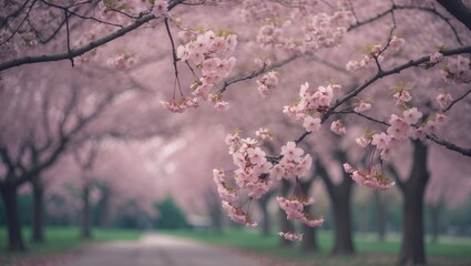Fototapeta premium Beautiful cherry tree blooming in park