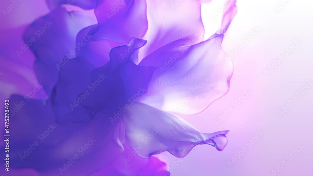 Fototapete smooth movement of many abstract floral shapes in the air. the petals seem to float in weightlessnes