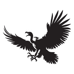Wide Wing Vulture silhouette in flight form – Vulture illustration – Minimalist Vulture vector – Bird silhouette

