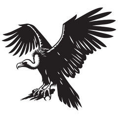 Feathered Shadow Vulture silhouette – Vulture illustration – Minimalist Vulture vector – Bird silhouette

