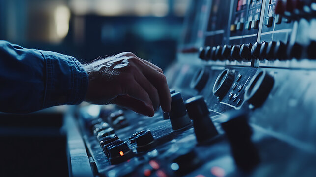 Hand Operating Control Panel in a Professional Environment
