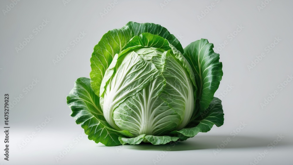 Poster whole fresh cabbage with clipping path on background