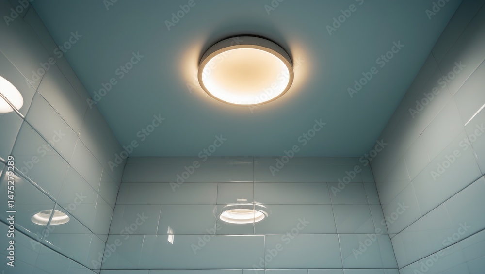 Poster vertical ascent of a white tile background, image captured from below