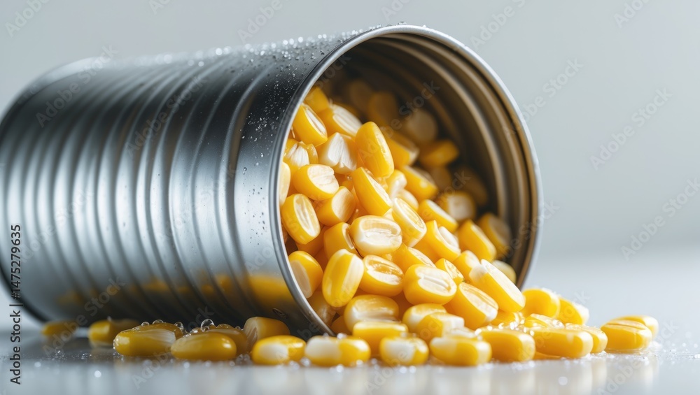 Poster background image of a opened tin can filled with corn kernels