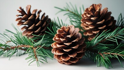 Close-up of a brown pine cone isolated on white surface