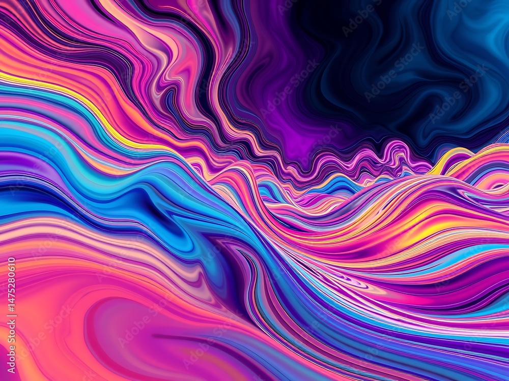 Poster abstract vibrant colorful wave-like pattern with flowing lines for background designs
