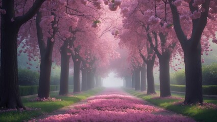 The romantic archway of tree blossoms