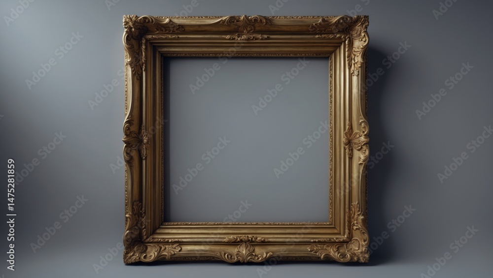 Poster background with isolated gold picture frame patch