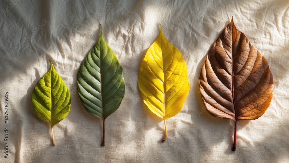 Poster leaves present a magnificent display of colors, creating a vibrant tapestry of nature's splendor acr