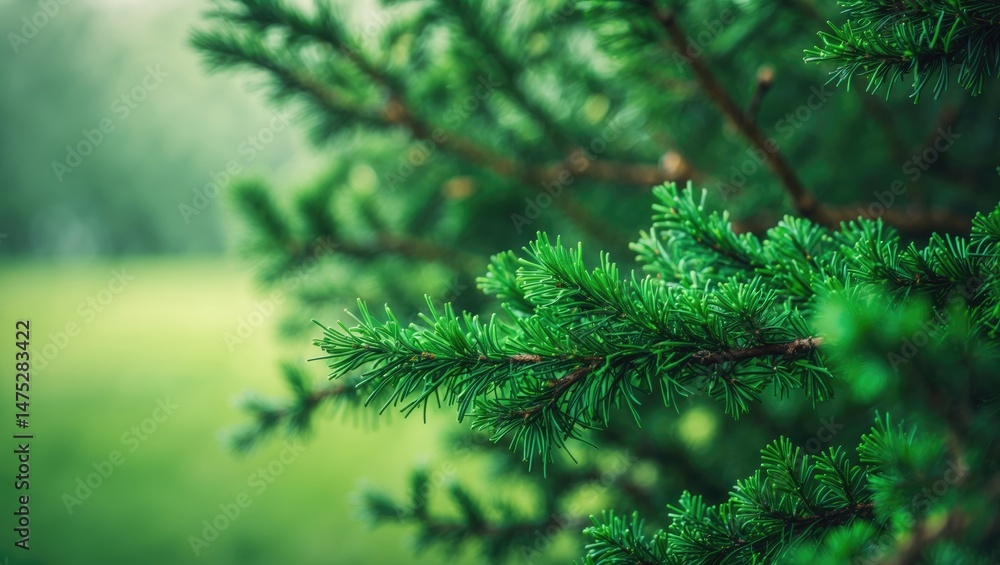 Poster radiant green sharp branches of a tree