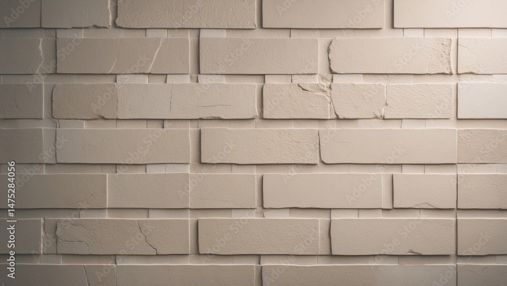Aufkleber Detailed view of a light brick building wall with textured surface and abstract pattern