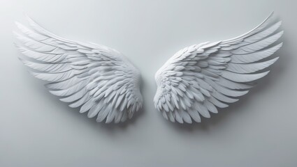 Fototapeta premium Pure white angel wing isolated on a white background